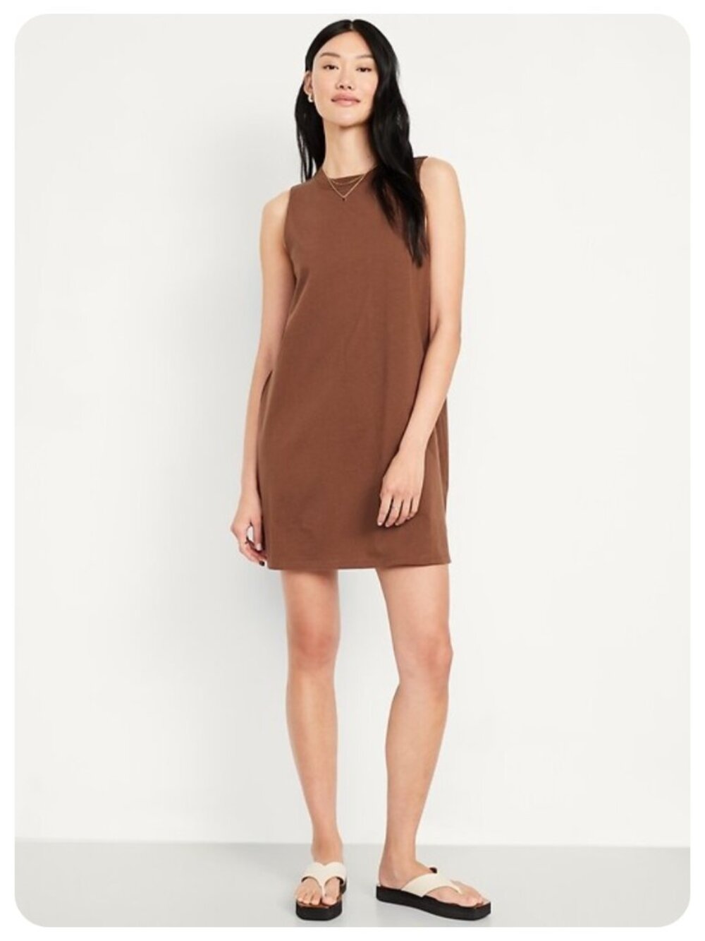 NWT Old Navy Brown Vintage Style Sleeveless Mini T-Shirt Dress sz S